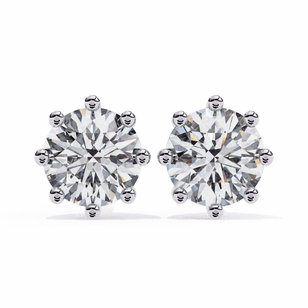 2.5 Carat Multi-Prong Round Solitaire Hoop Earrings in Moissanite | House of Estara