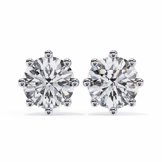 2.5 Carat Multi-Prong Round Solitaire Hoop Earrings in Moissanite | House of Estara