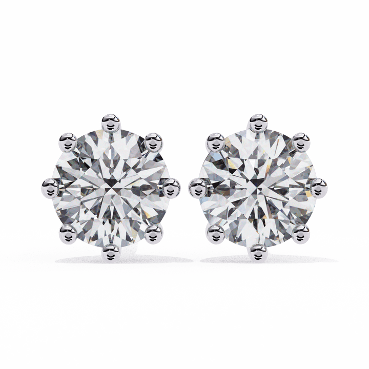 2.5 Carat Multi-Prong Round Solitaire Hoop Earrings in Moissanite | House of Estara