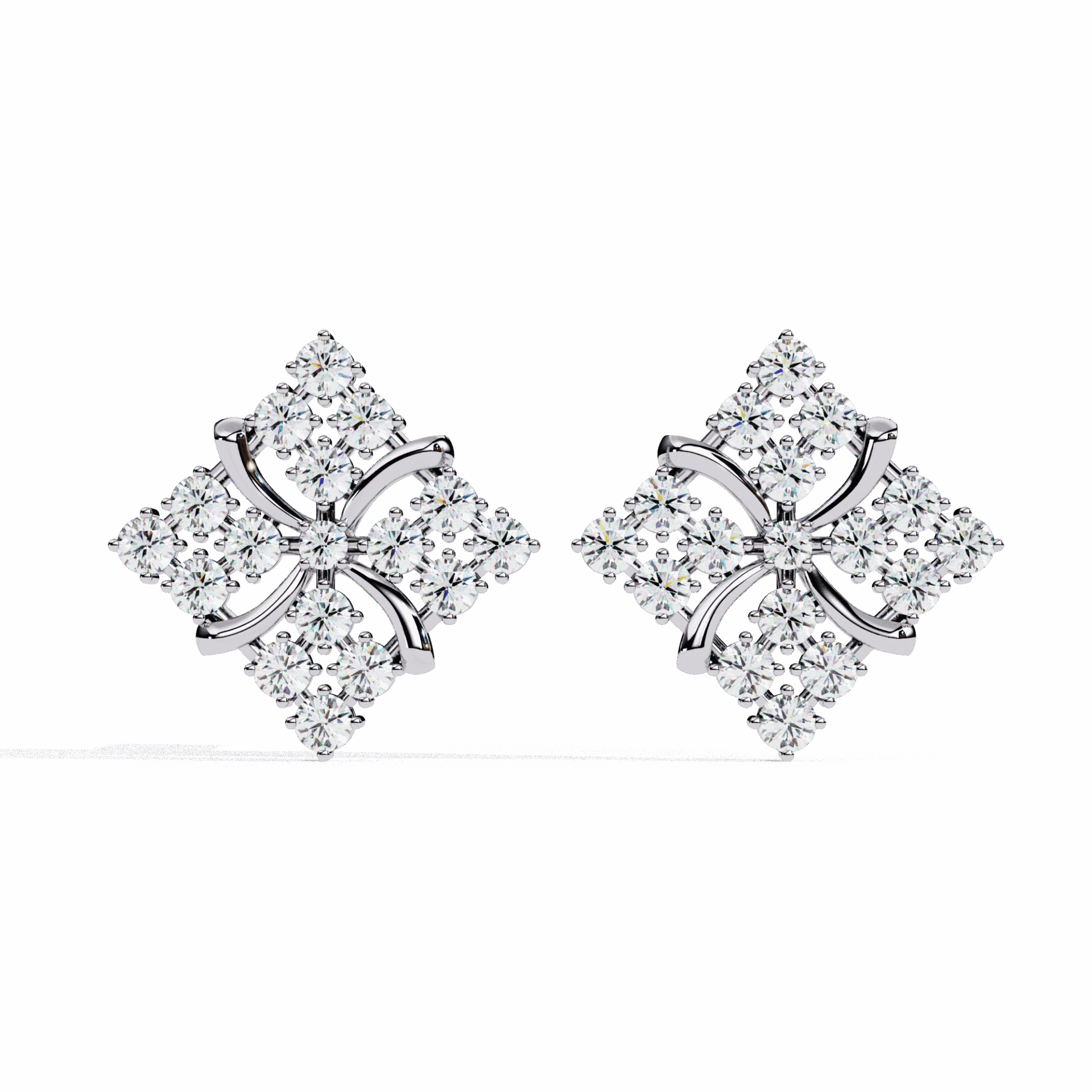 0.8 Carat Refined Round Cluster Stud Earrings in Moissanite | House of Estara
