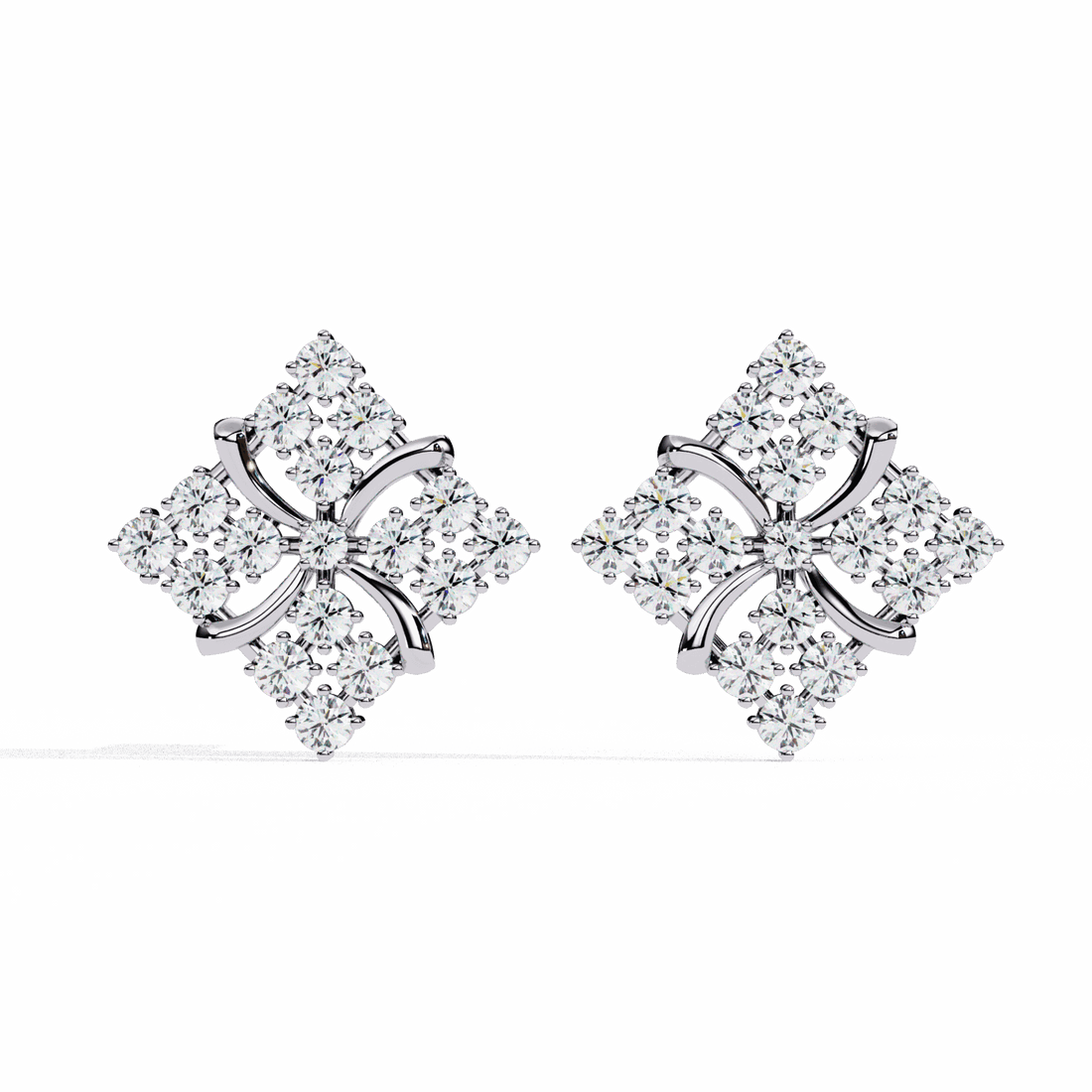 0.8 Carat Refined Round Cluster Stud Earrings in Moissanite | House of Estara