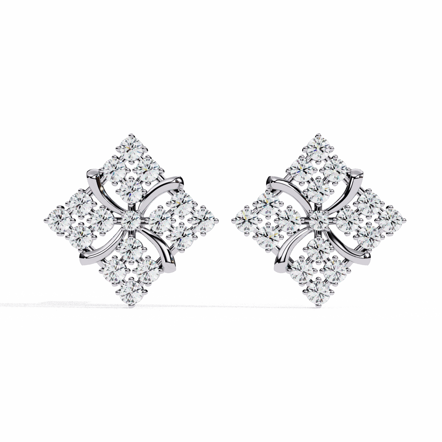 0.8 Carat Refined Round Cluster Stud Earrings in Moissanite | House of Estara