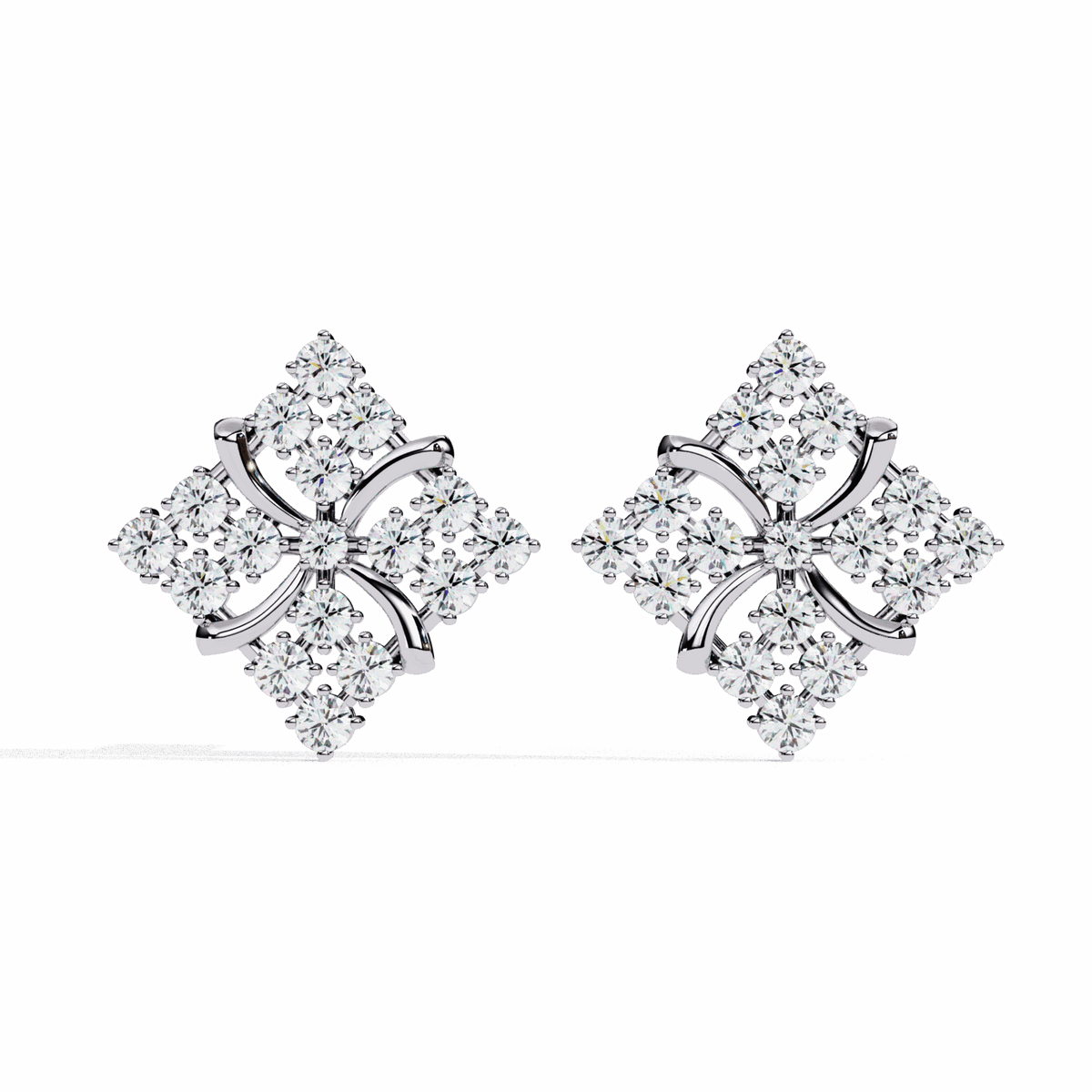 0.8 Carat Refined Round Cluster Stud Earrings in Moissanite | House of Estara