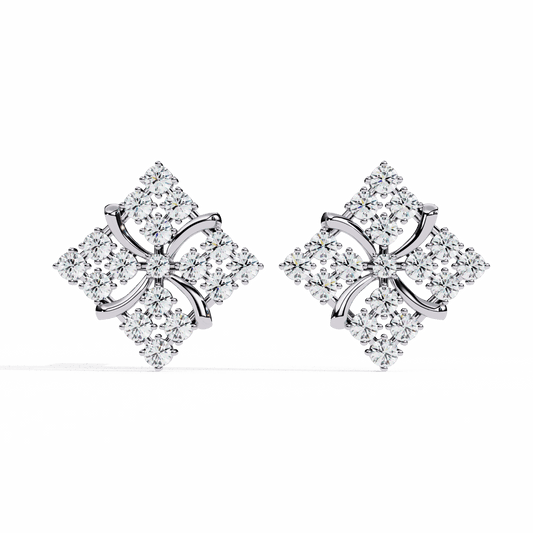 0.8 Carat Refined Round Cluster Stud Earrings in Moissanite | House of Estara