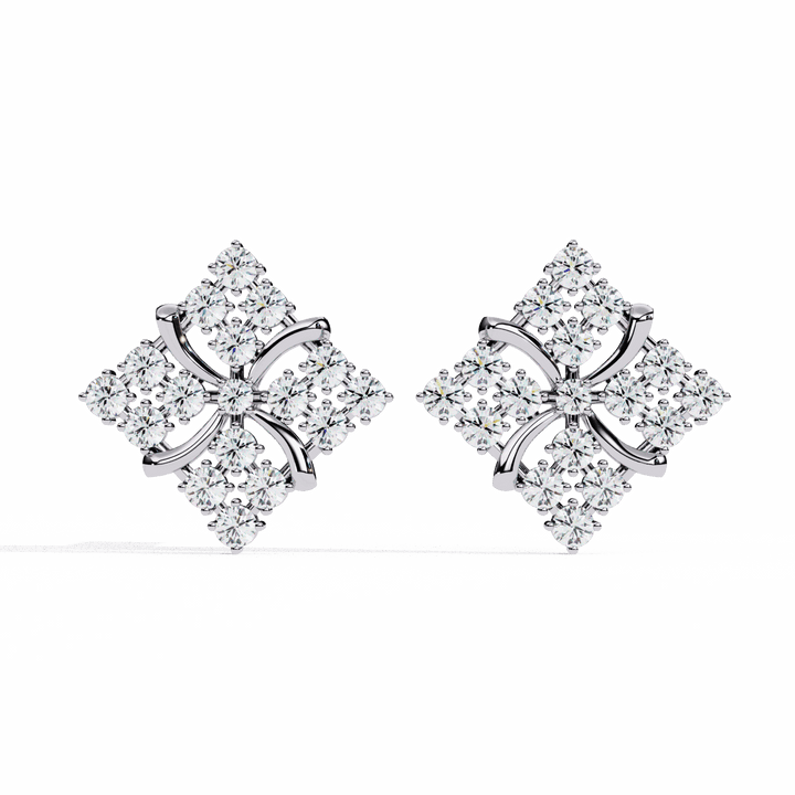 0.8 Carat Refined Round Cluster Stud Earrings in Moissanite | House of Estara