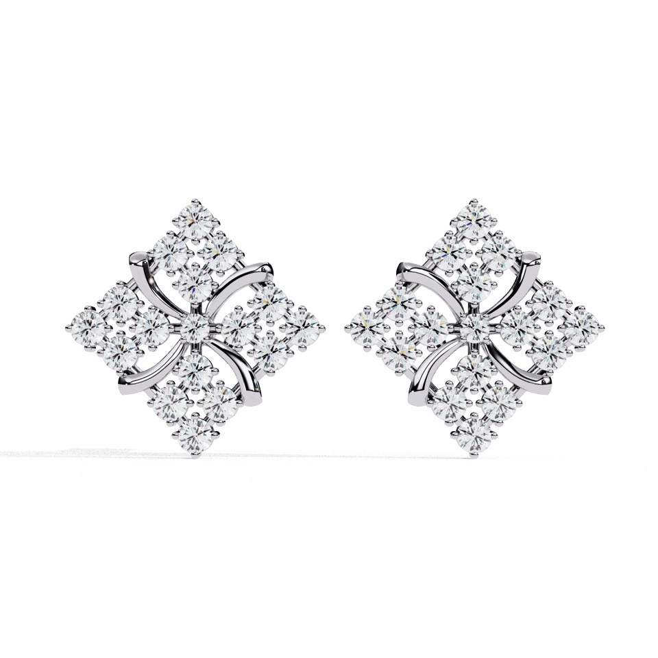 Refined Round Cluster Stud Earrings
