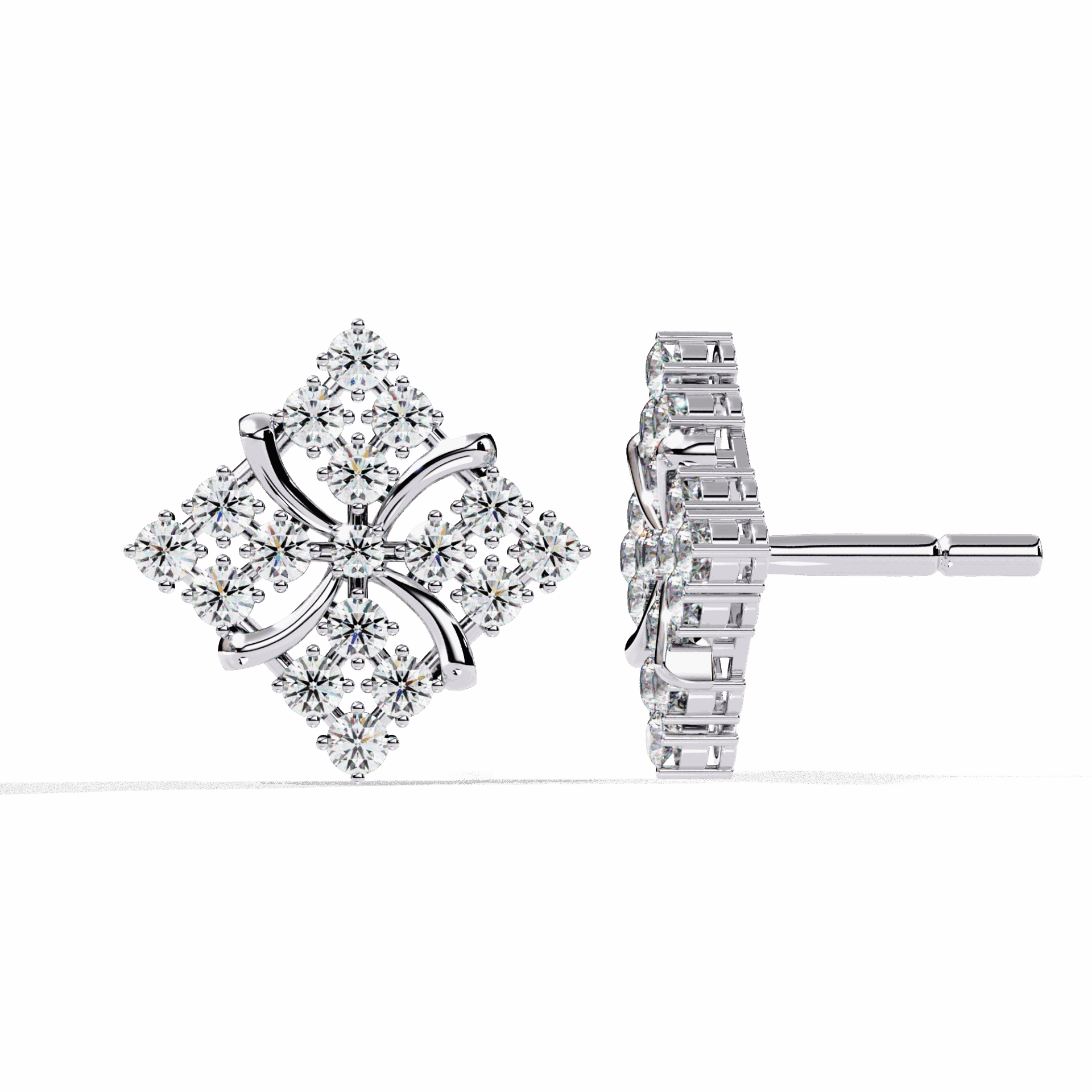 0.8 Carat Refined Round Cluster Stud Earrings in Moissanite | House of Estara