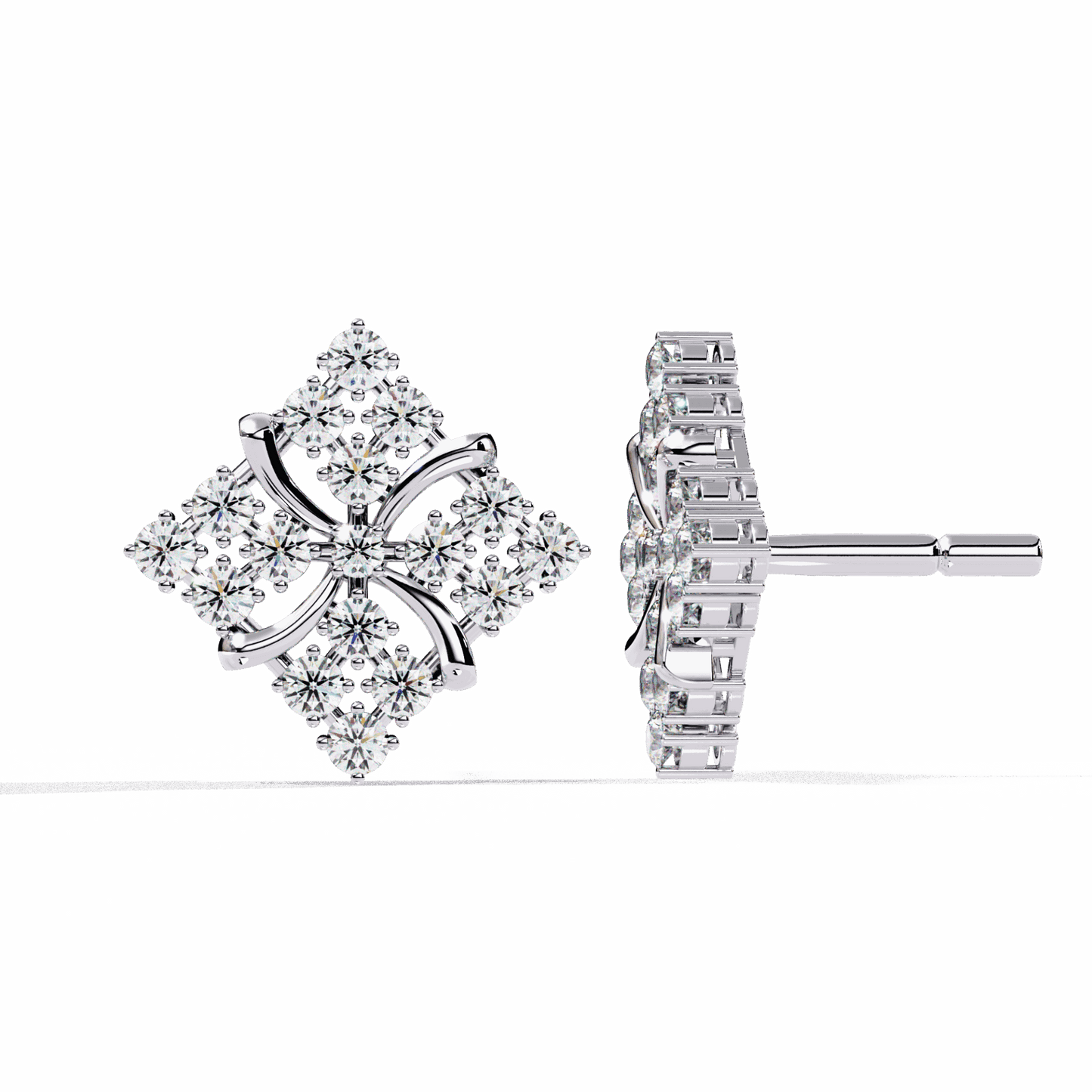 0.8 Carat Refined Round Cluster Stud Earrings in Moissanite | House of Estara
