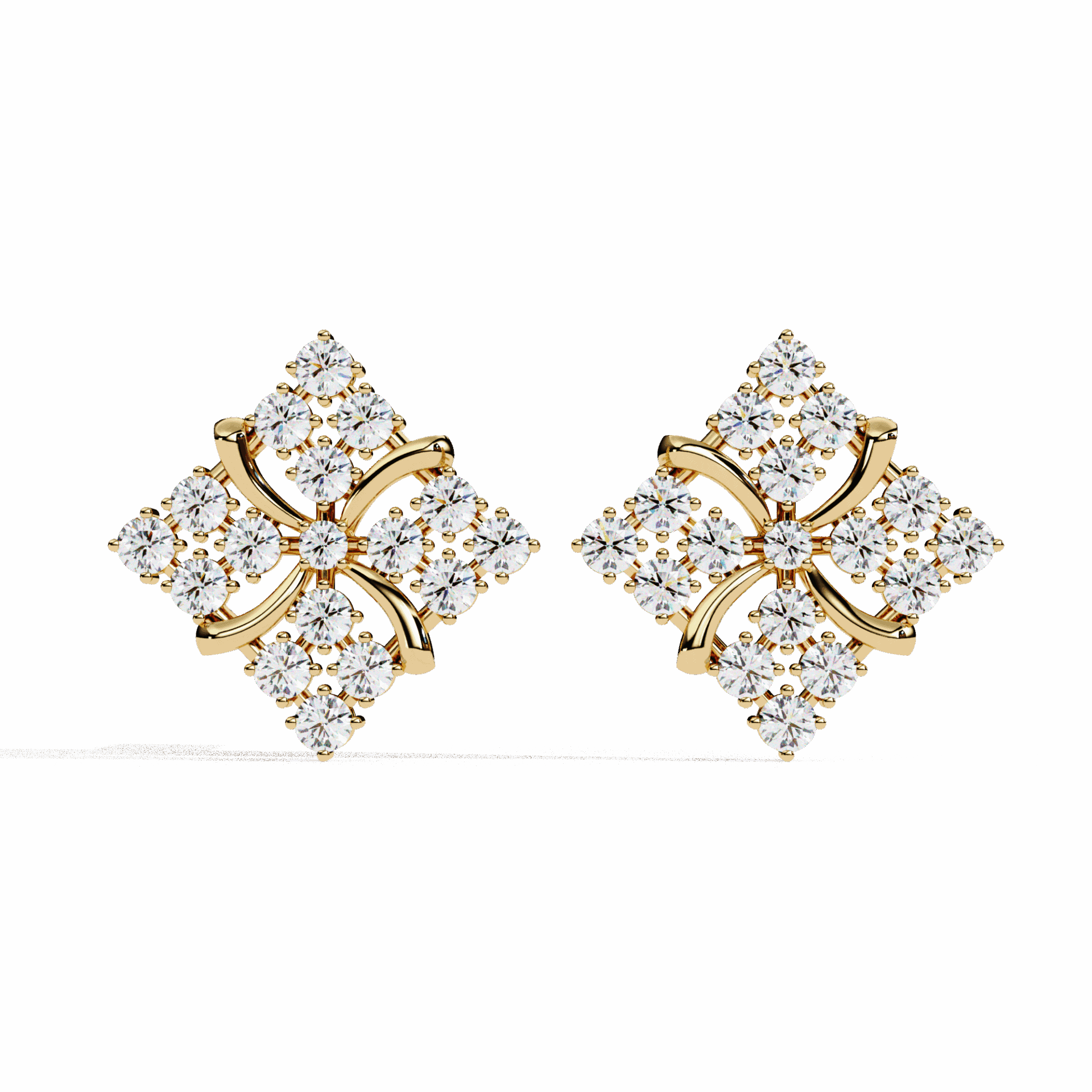 0.8 Carat Refined Round Cluster Stud Earrings in Moissanite | House of Estara