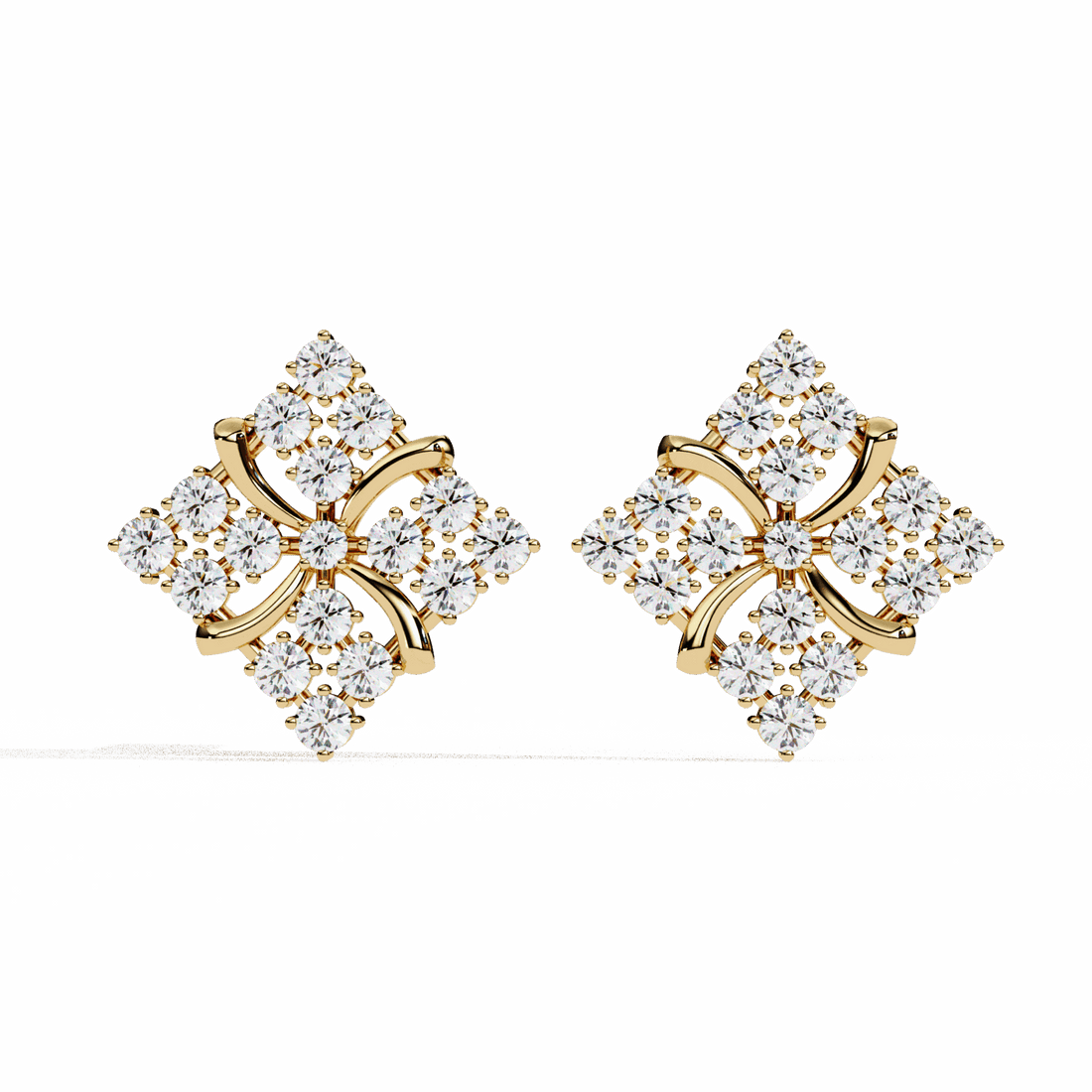0.8 Carat Refined Round Cluster Stud Earrings in Moissanite | House of Estara
