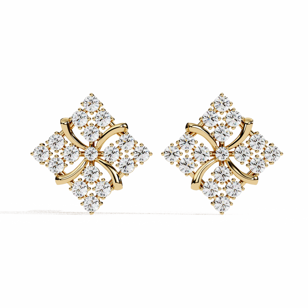 0.8 Carat Refined Round Cluster Stud Earrings in Moissanite | House of Estara
