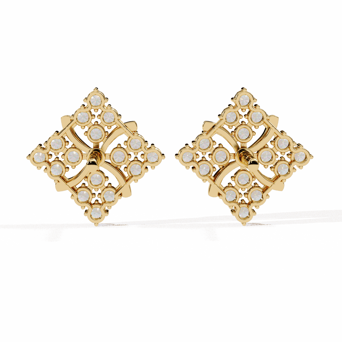 0.8 Carat Refined Round Cluster Stud Earrings in Moissanite | House of Estara