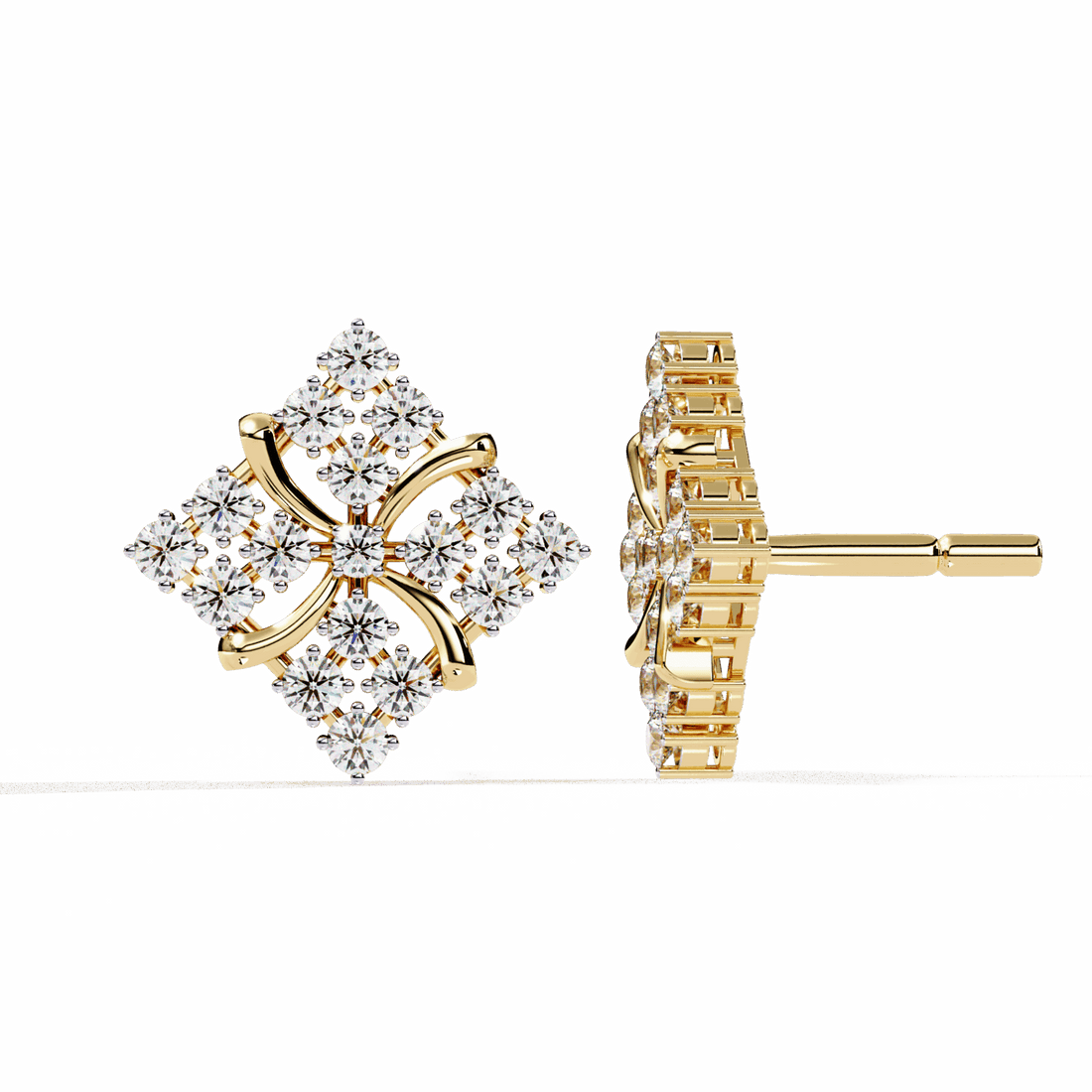 0.8 Carat Refined Round Cluster Stud Earrings in Moissanite | House of Estara