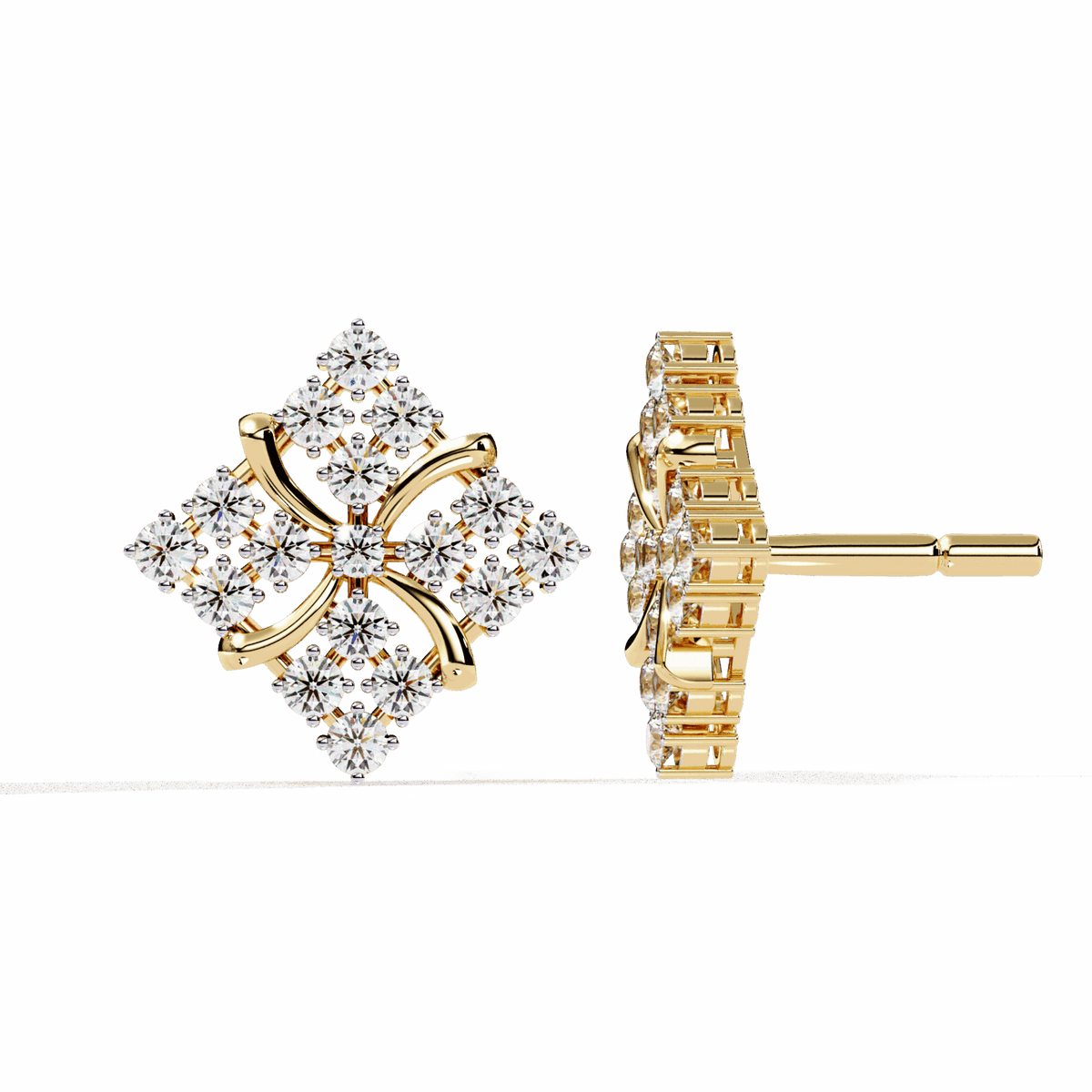 0.8 Carat Refined Round Cluster Stud Earrings in Moissanite | House of Estara