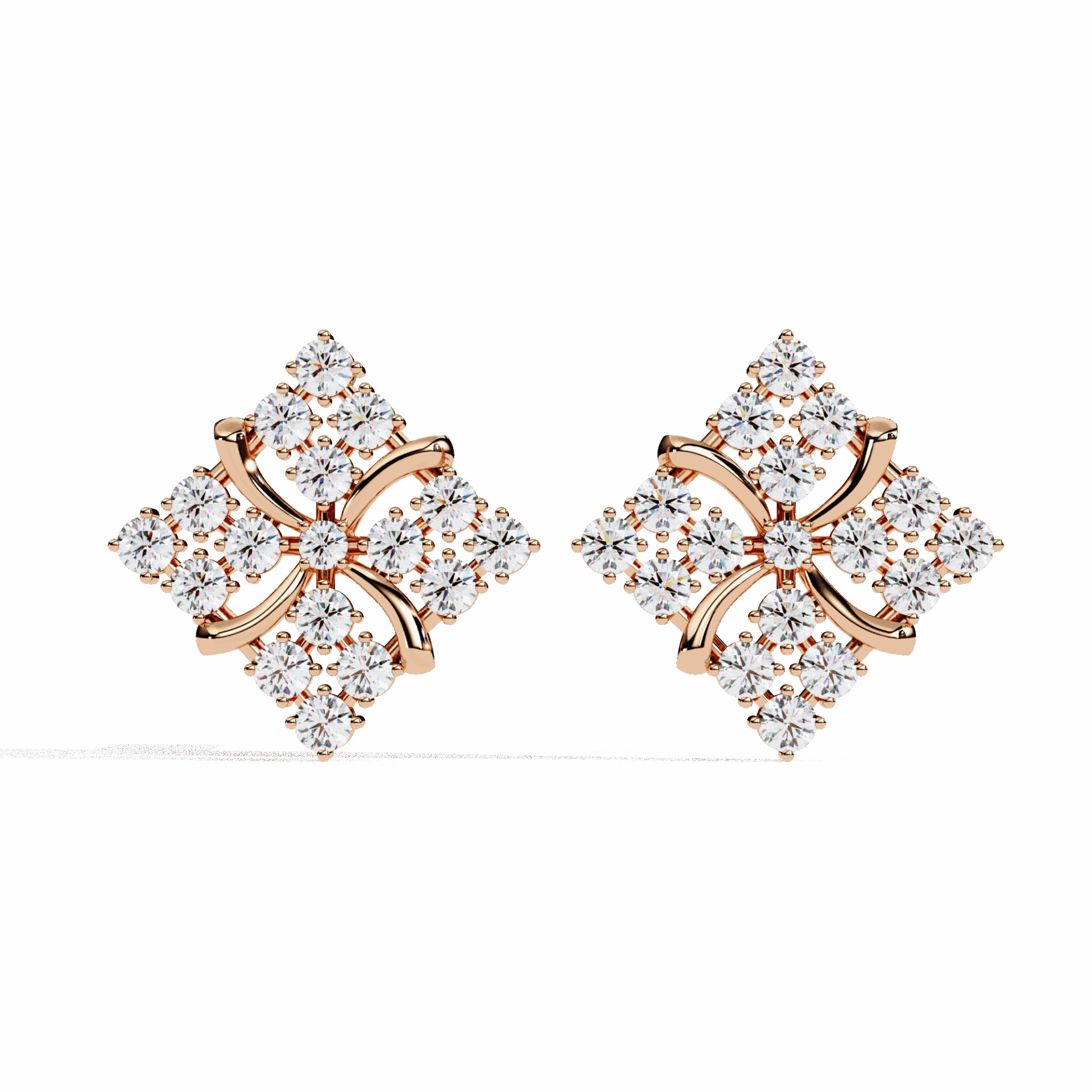0.8 Carat Refined Round Cluster Stud Earrings in Moissanite | House of Estara