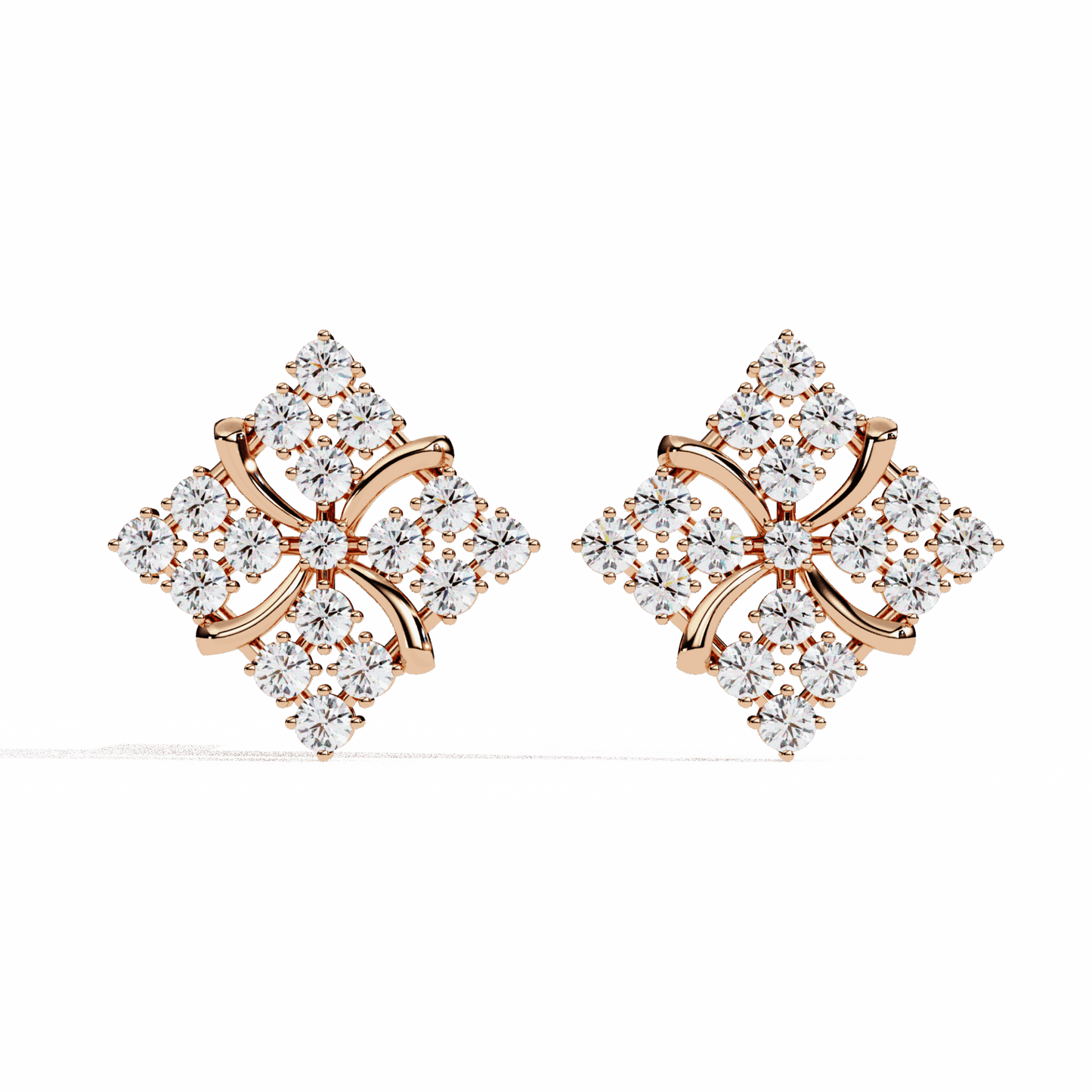 0.8 Carat Refined Round Cluster Stud Earrings in Moissanite | House of Estara