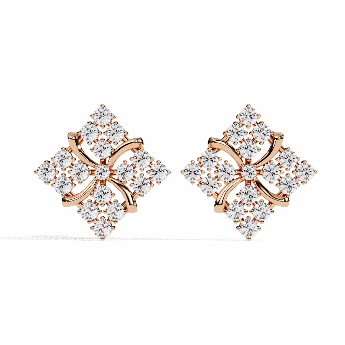 0.8 Carat Refined Round Cluster Stud Earrings in Moissanite | House of Estara