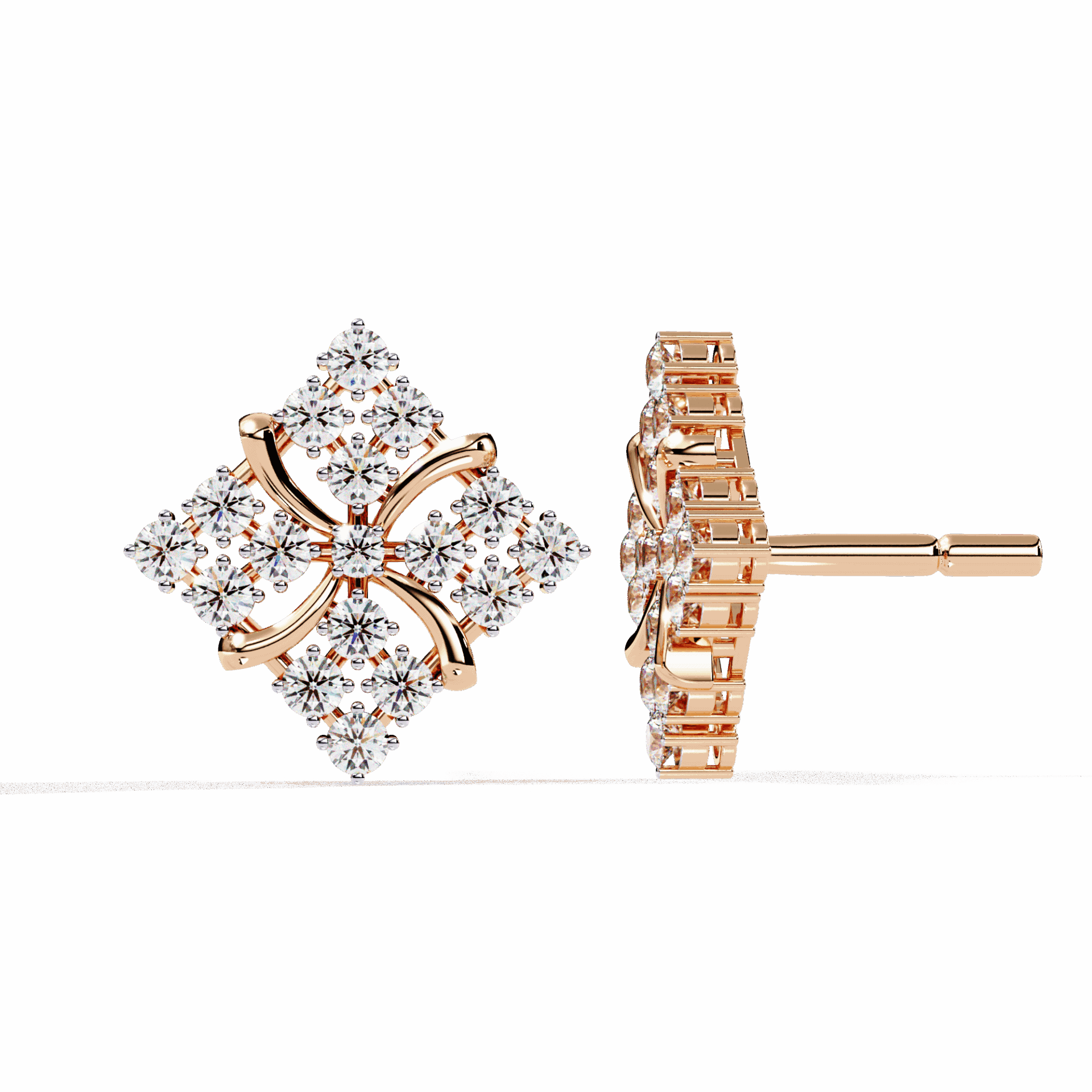 0.8 Carat Refined Round Cluster Stud Earrings in Moissanite | House of Estara