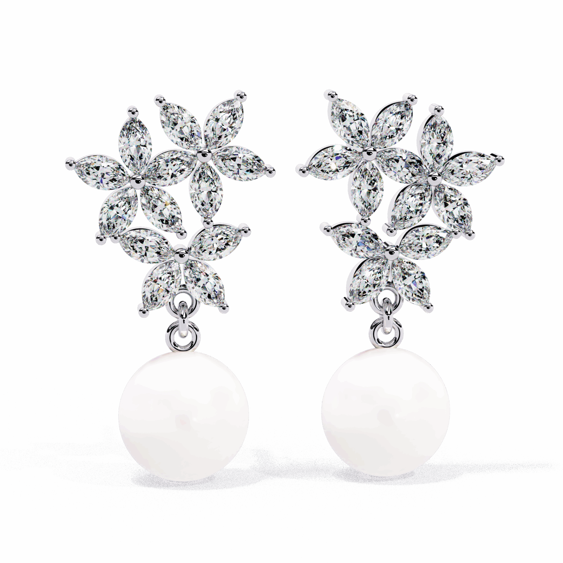 2.5 Carat Petal Marquise Dangle Earrings in Moissanite | House of Estara