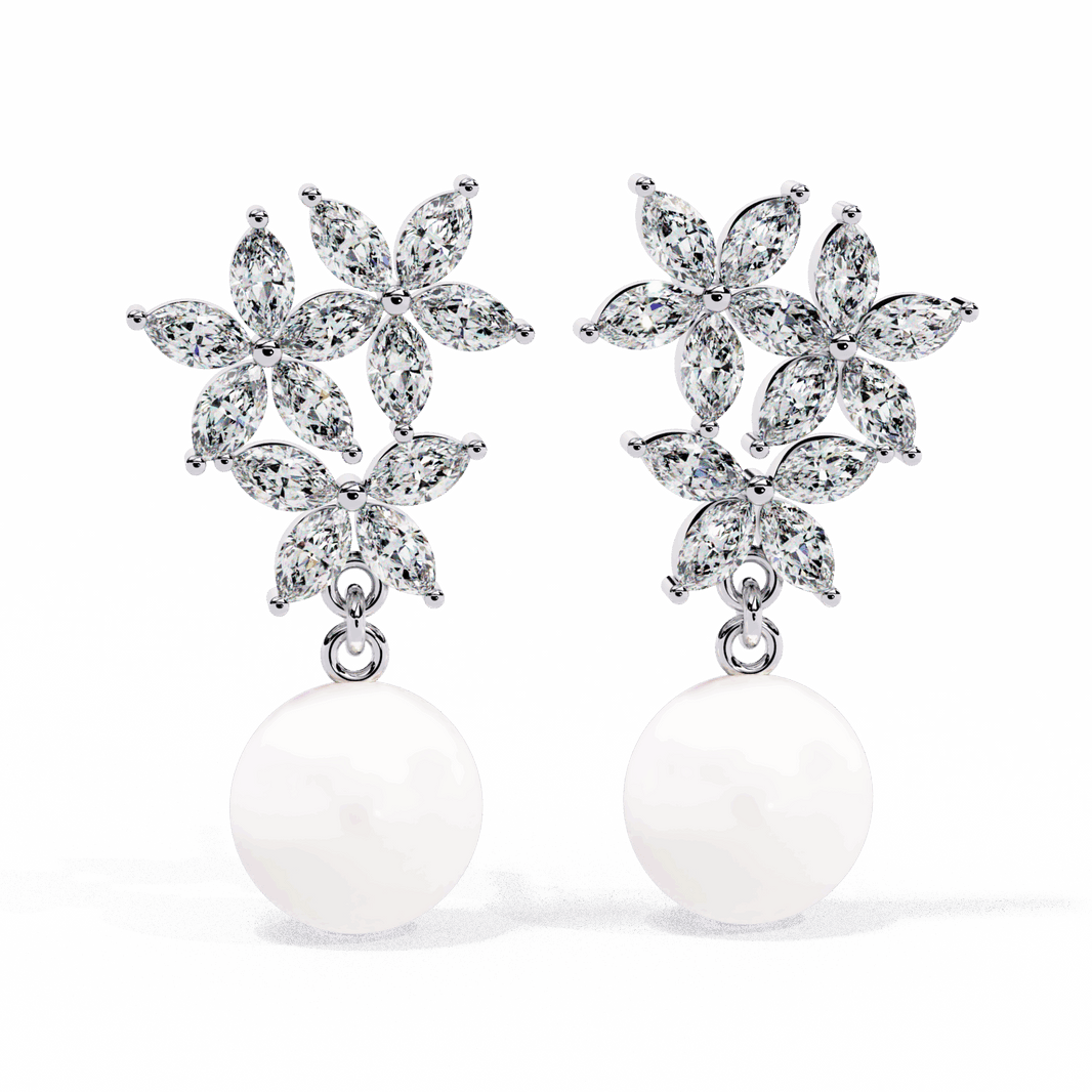 2.5 Carat Petal Marquise Dangle Earrings in Moissanite | House of Estara