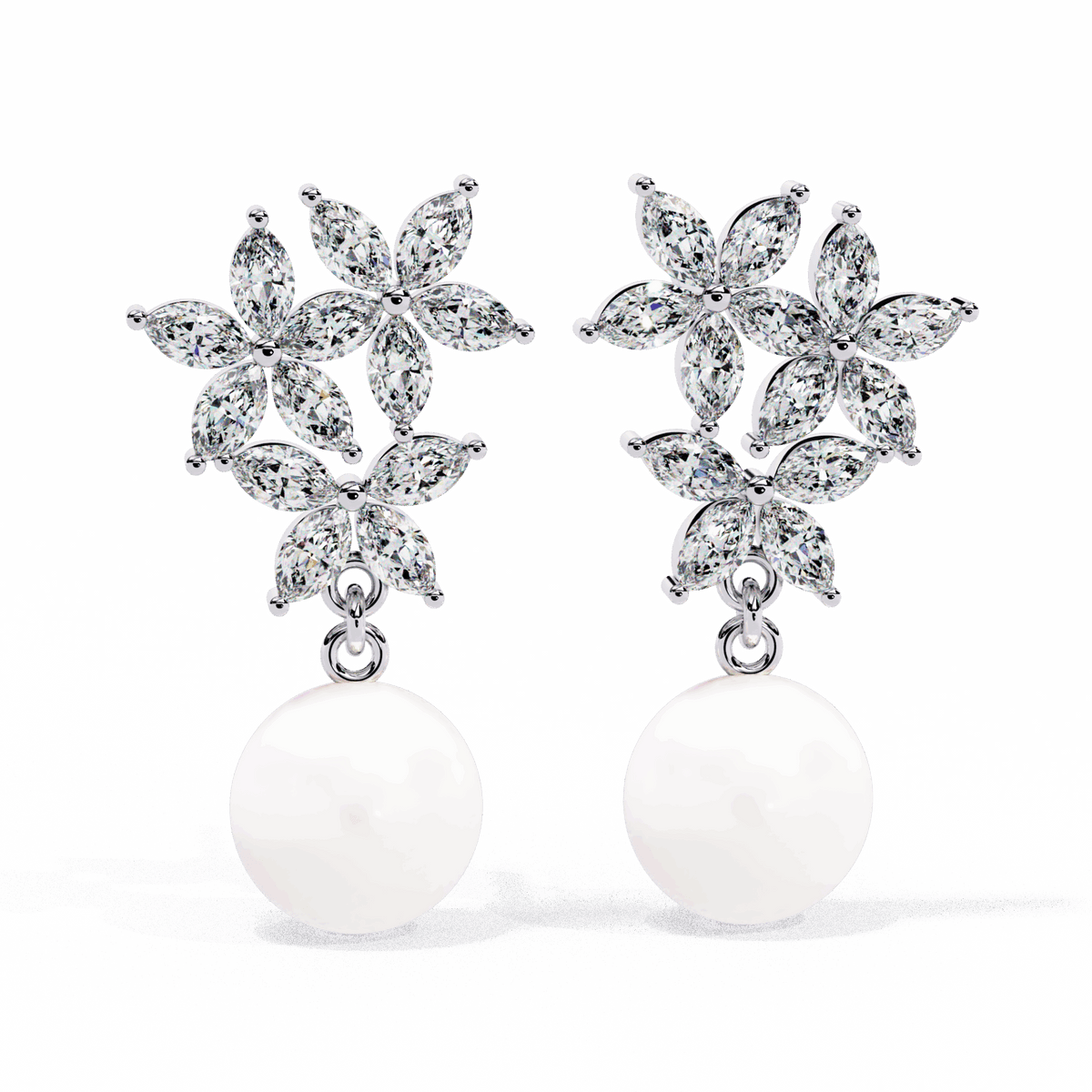 2.5 Carat Petal Marquise Dangle Earrings in Moissanite | House of Estara