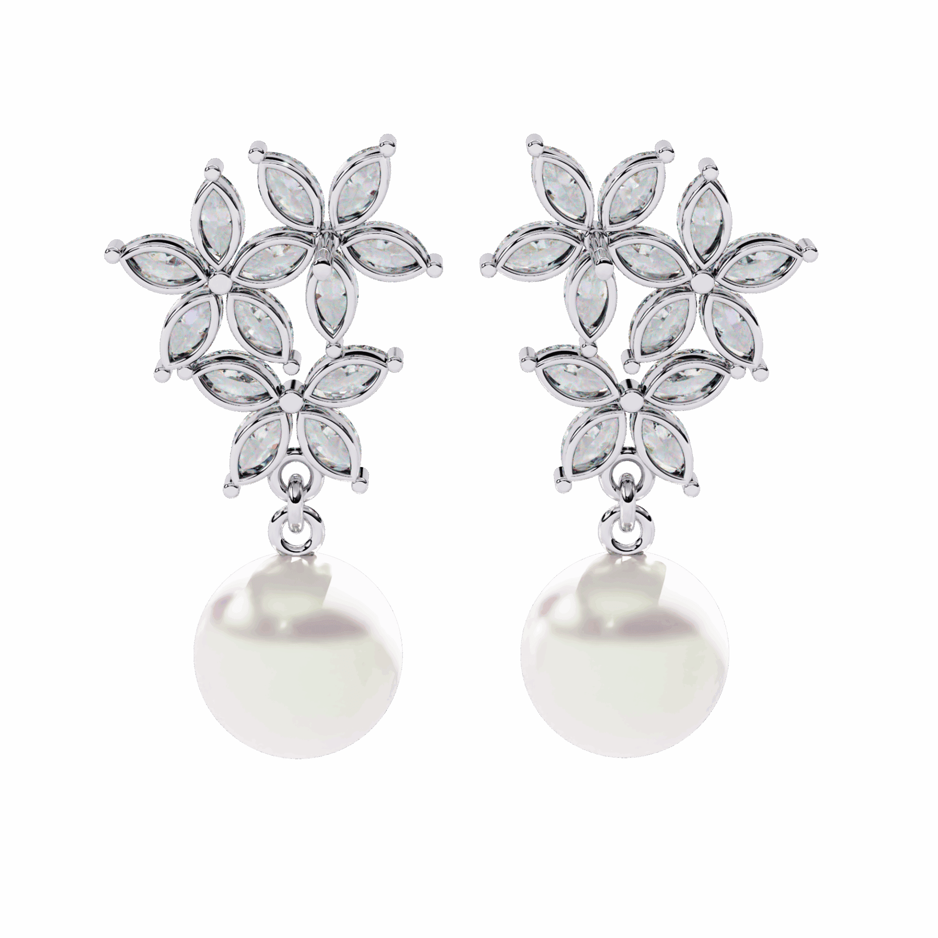 2.5 Carat Petal Marquise Dangle Earrings in Moissanite | House of Estara