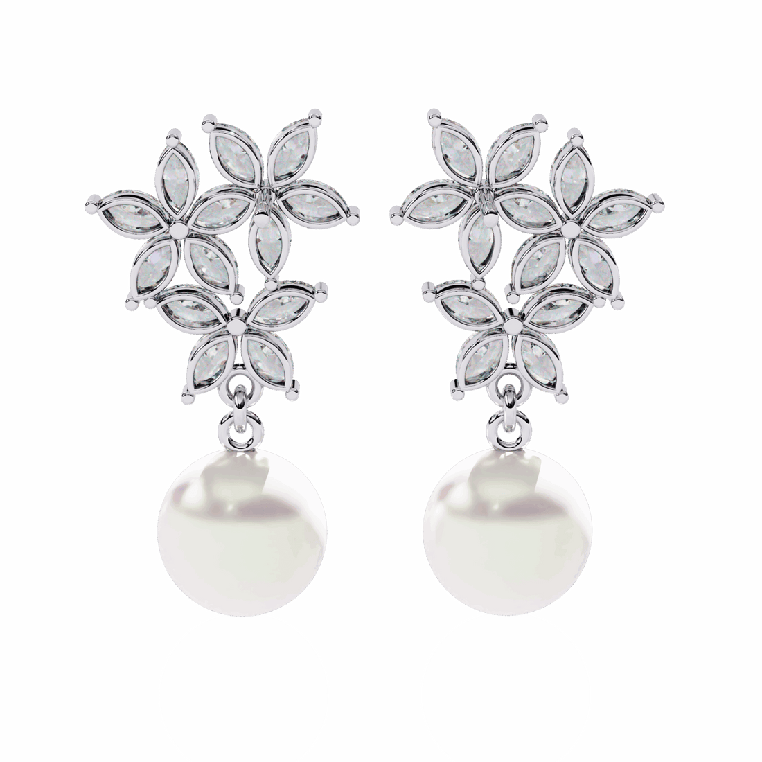 2.5 Carat Petal Marquise Dangle Earrings in Moissanite | House of Estara