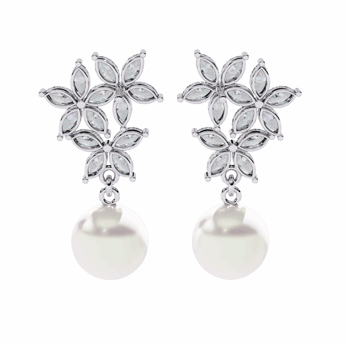 2.5 Carat Petal Marquise Dangle Earrings in Moissanite | House of Estara