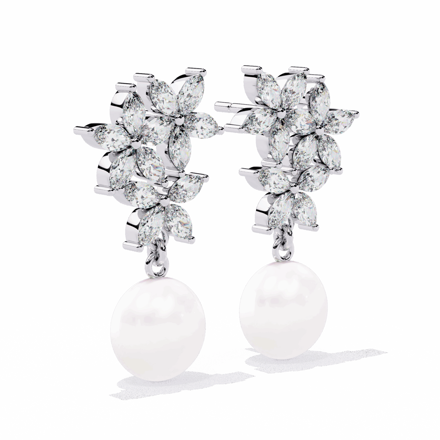 2.5 Carat Petal Marquise Dangle Earrings in Moissanite | House of Estara