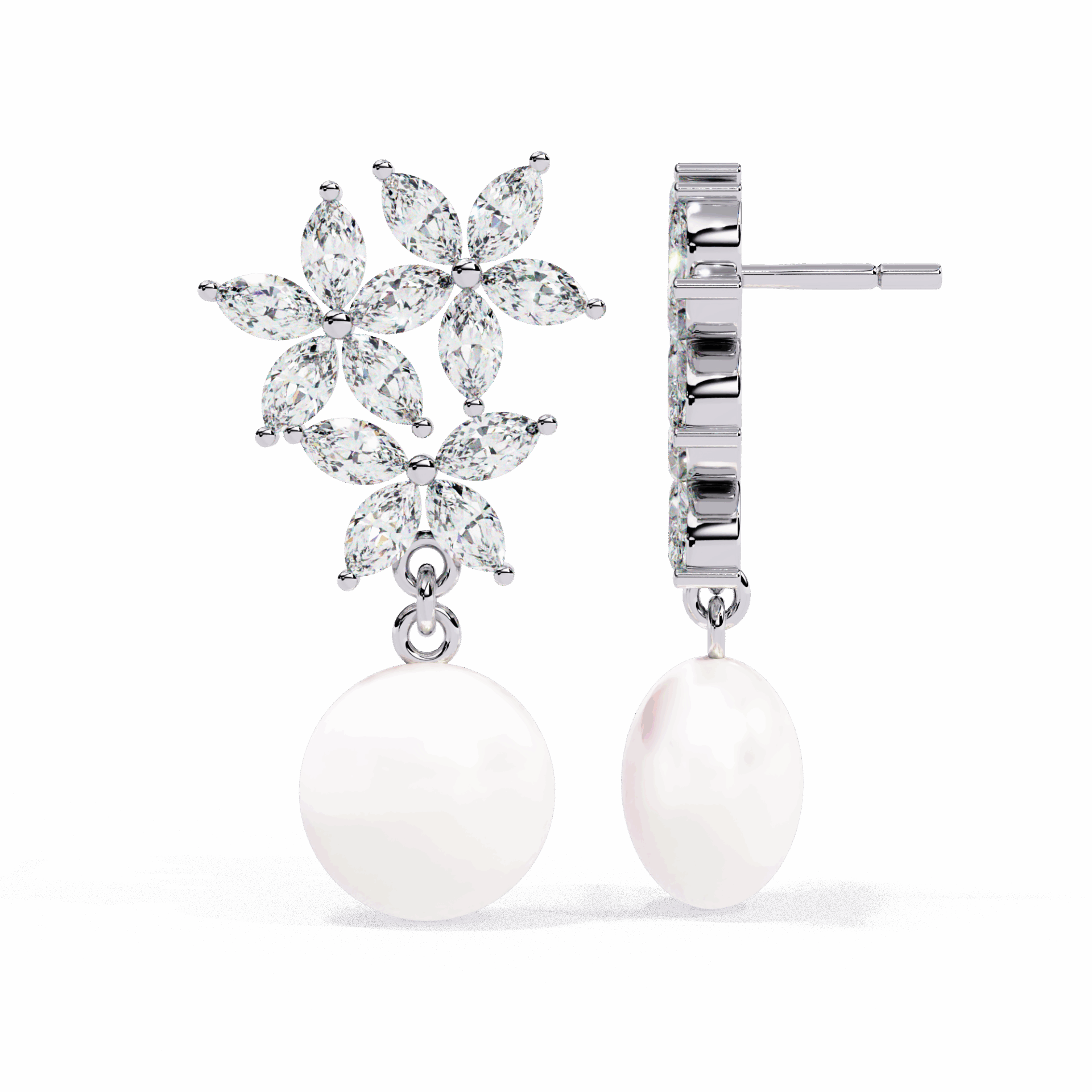 2.5 Carat Petal Marquise Dangle Earrings in Moissanite | House of Estara
