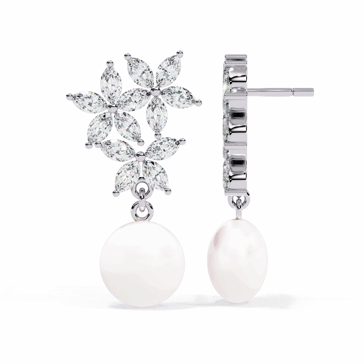 2.5 Carat Petal Marquise Dangle Earrings in Moissanite | House of Estara