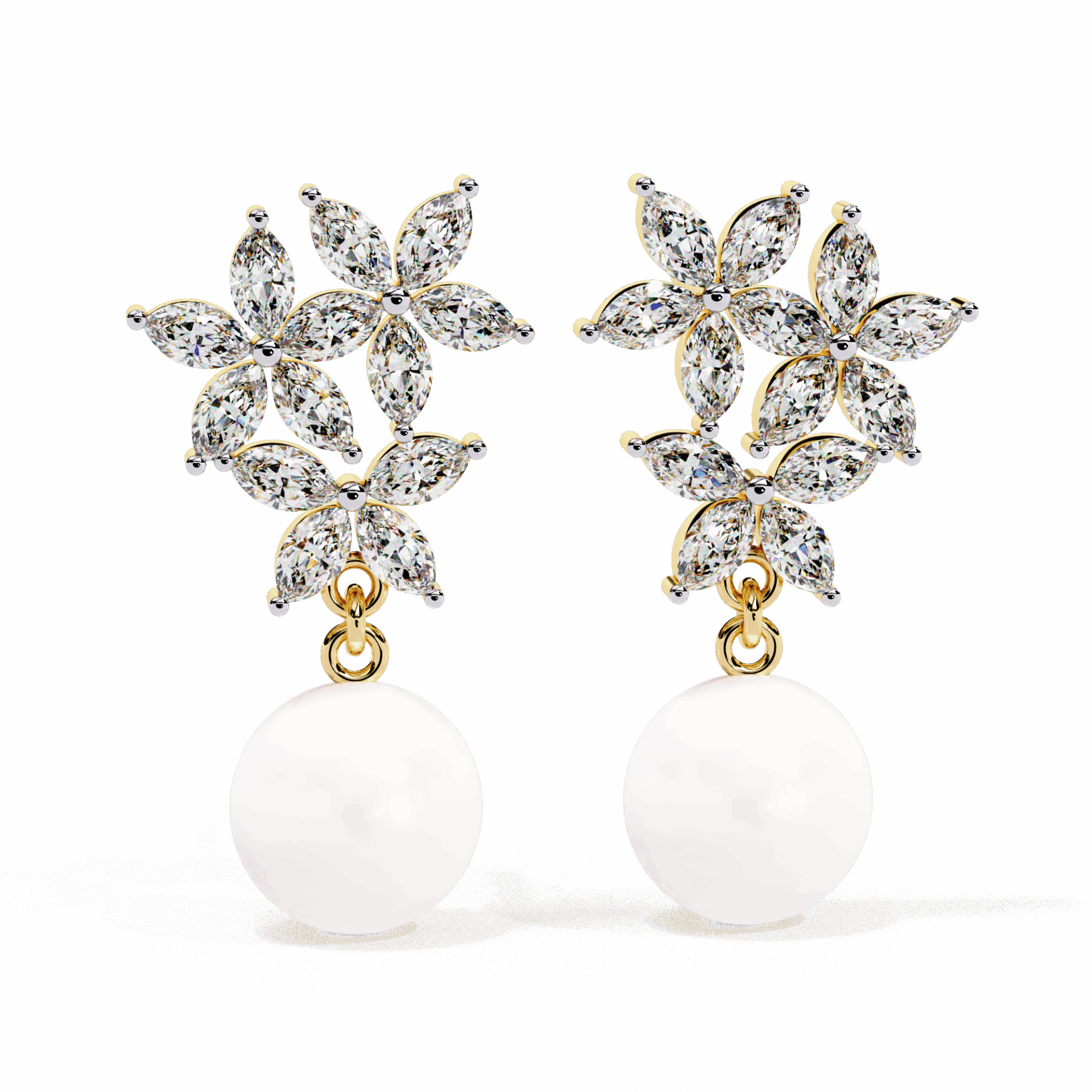 2.5 Carat Petal Marquise Dangle Earrings in Moissanite | House of Estara