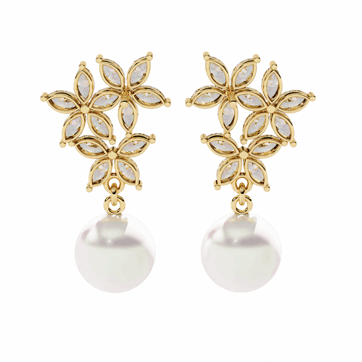2.5 Carat Petal Marquise Dangle Earrings in Moissanite | House of Estara