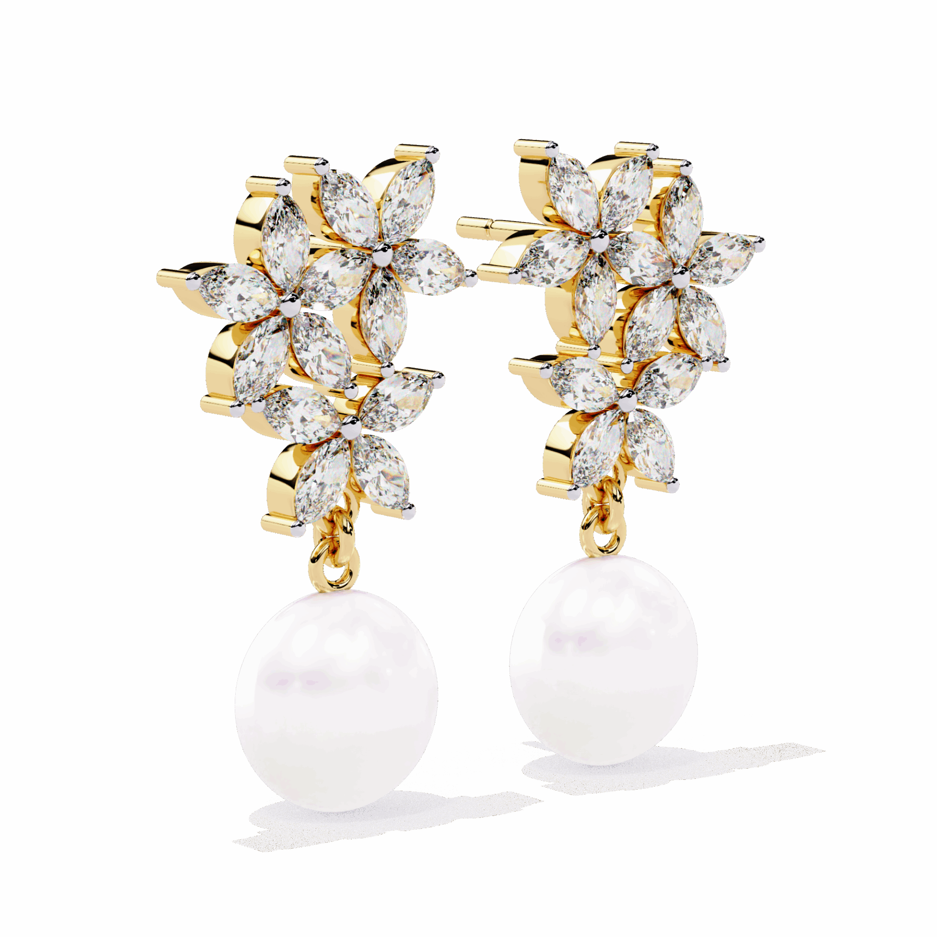 2.5 Carat Petal Marquise Dangle Earrings in Moissanite | House of Estara