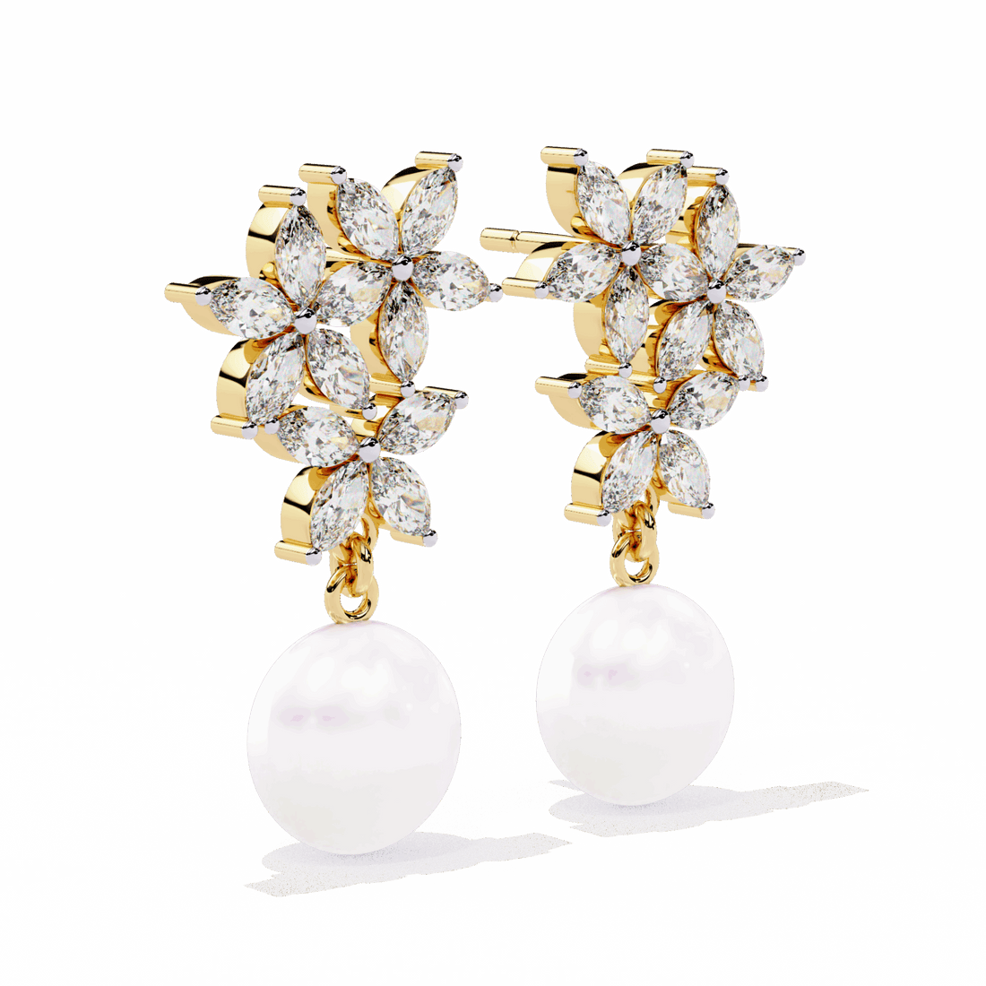 2.5 Carat Petal Marquise Dangle Earrings in Moissanite | House of Estara