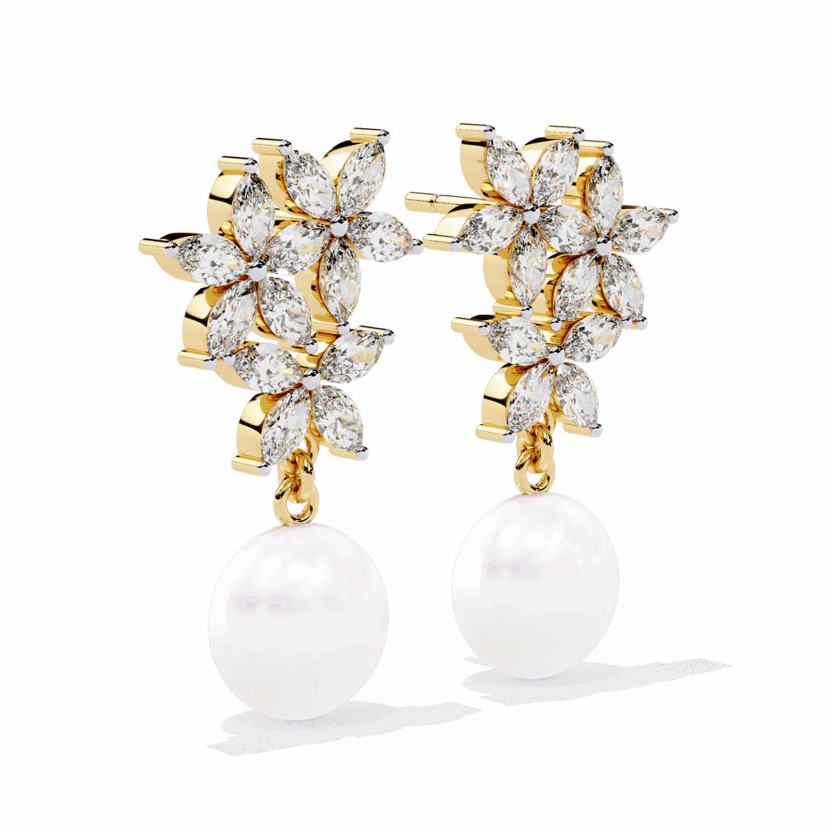 2.5 Carat Petal Marquise Dangle Earrings in Moissanite | House of Estara