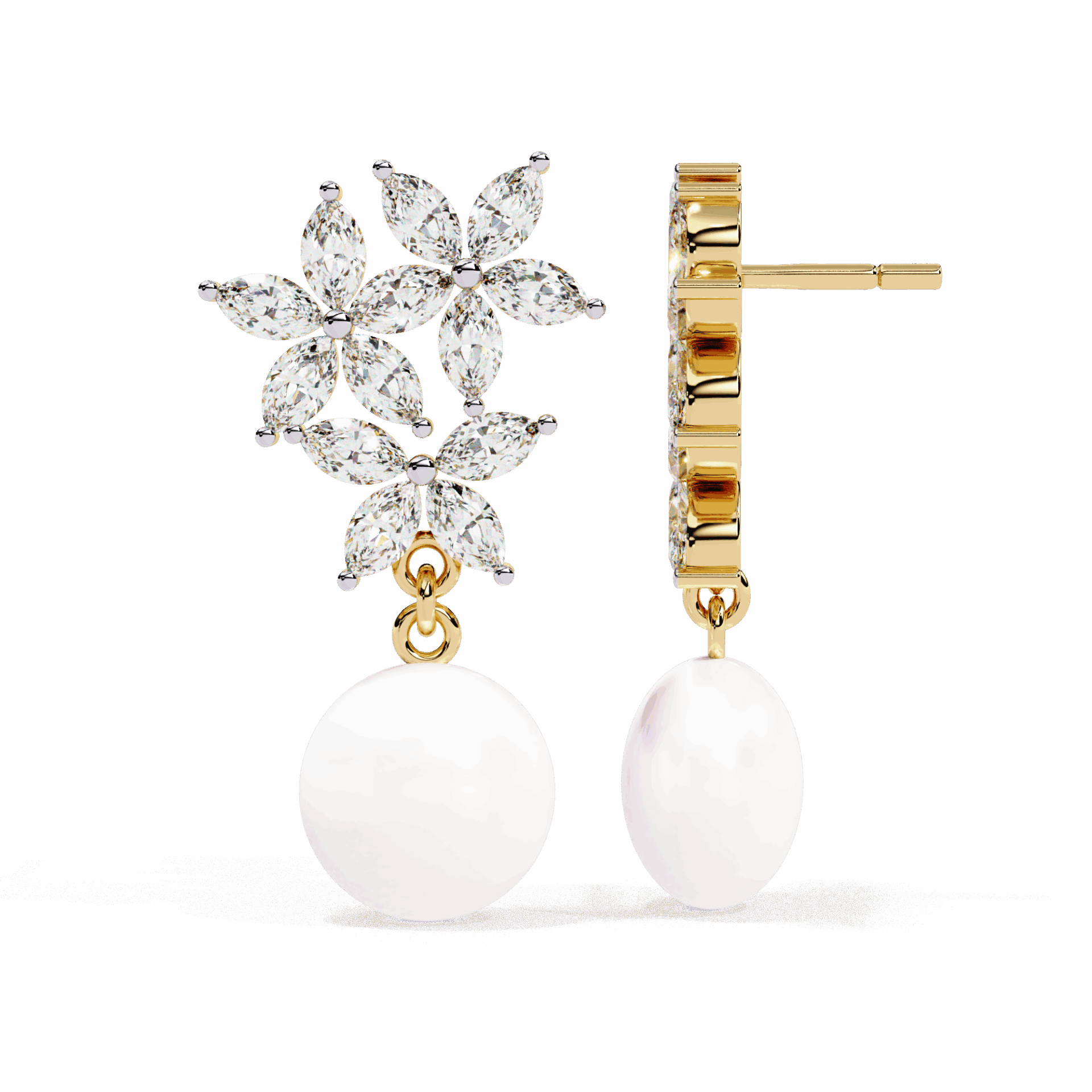 2.5 Carat Petal Marquise Dangle Earrings in Moissanite | House of Estara