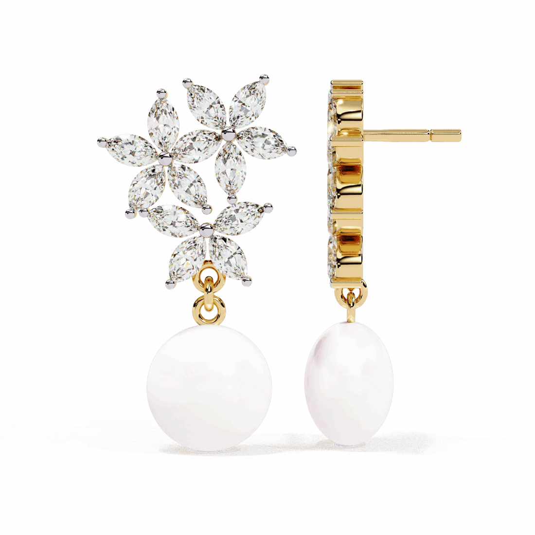 2.5 Carat Petal Marquise Dangle Earrings in Moissanite | House of Estara