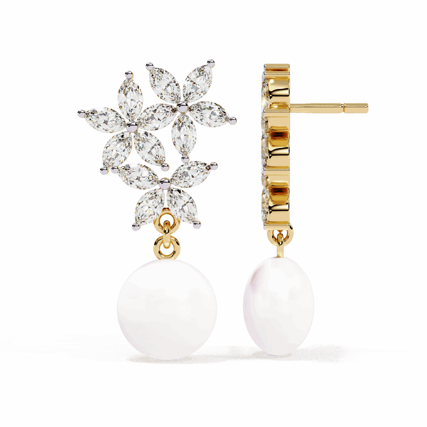 2.5 Carat Petal Marquise Dangle Earrings in Moissanite | House of Estara