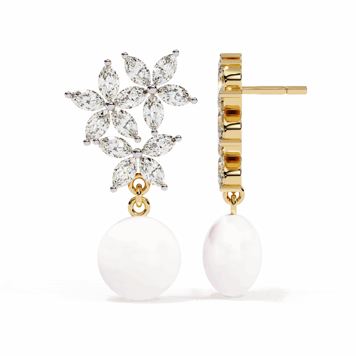 2.5 Carat Petal Marquise Dangle Earrings in Moissanite | House of Estara
