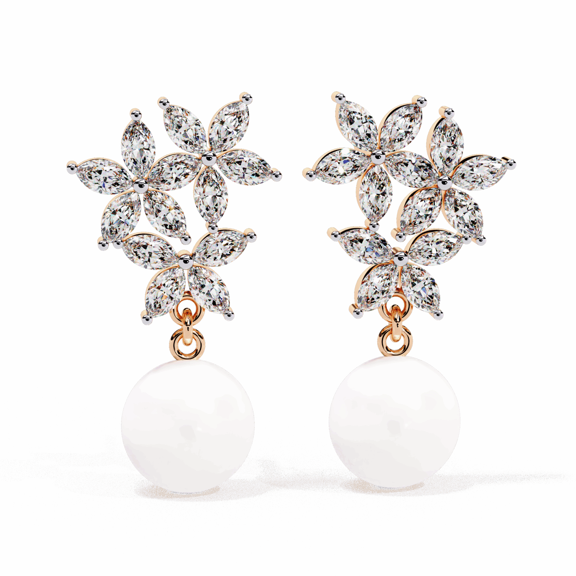 2.5 Carat Petal Marquise Dangle Earrings in Moissanite | House of Estara