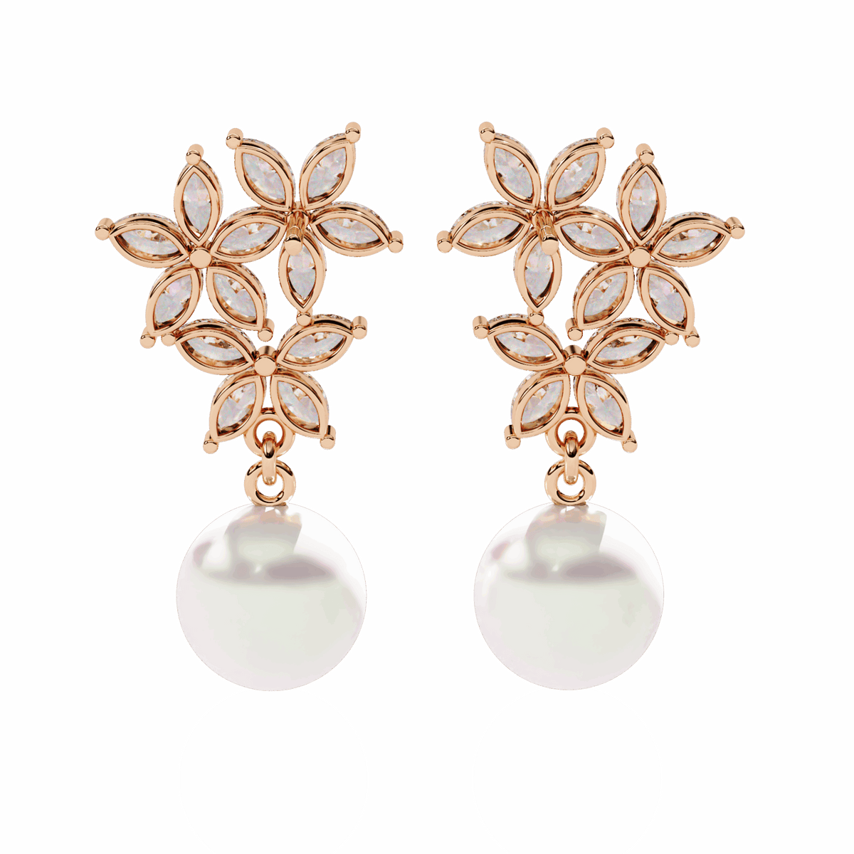 2.5 Carat Petal Marquise Dangle Earrings in Moissanite | House of Estara