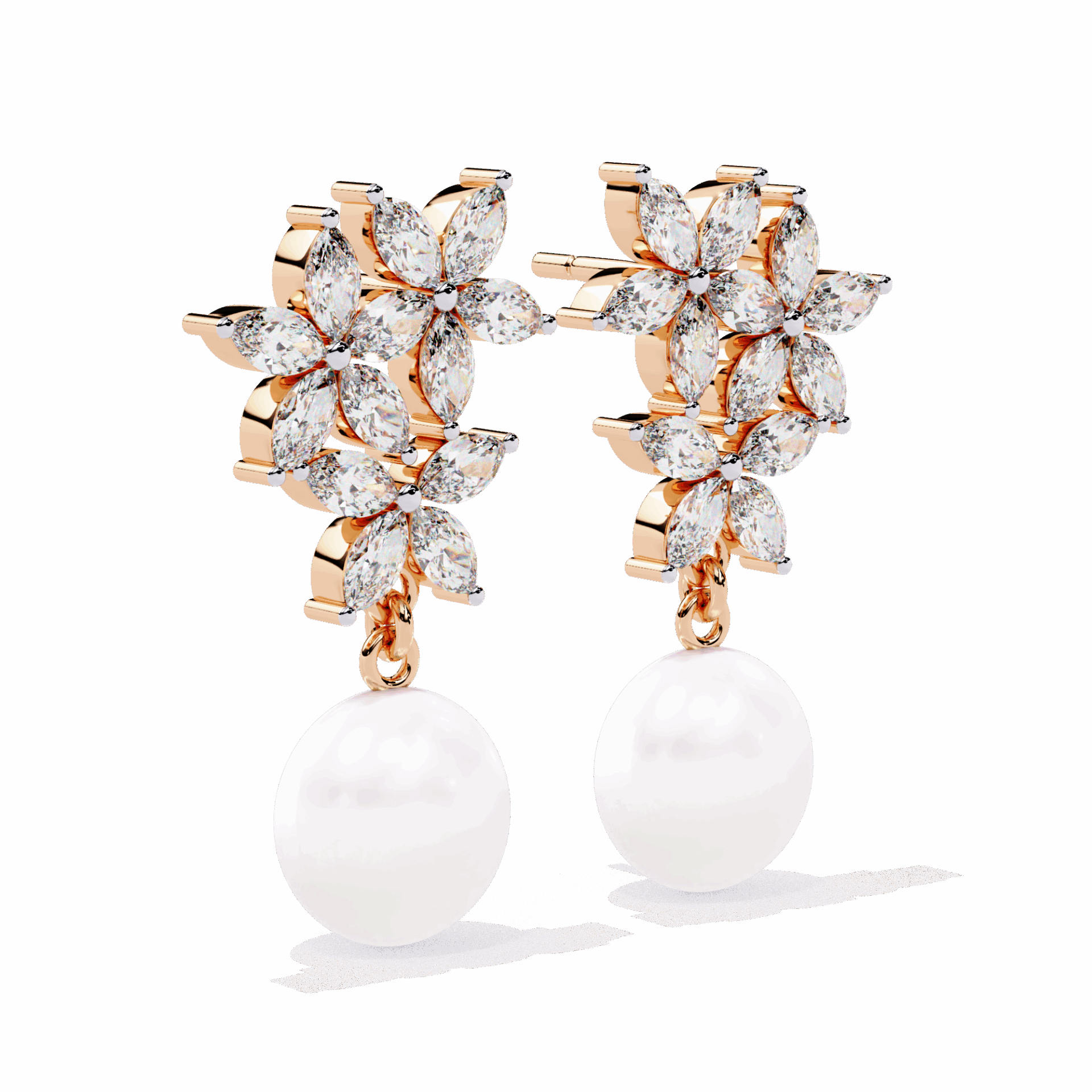 2.5 Carat Petal Marquise Dangle Earrings in Moissanite | House of Estara