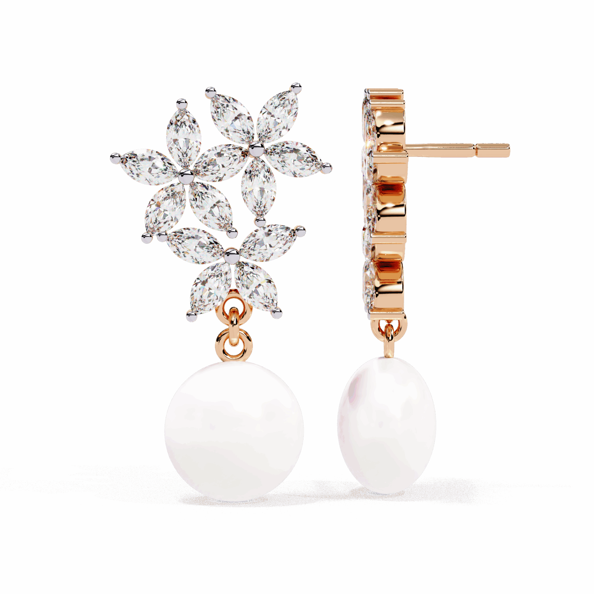 2.5 Carat Petal Marquise Dangle Earrings in Moissanite | House of Estara
