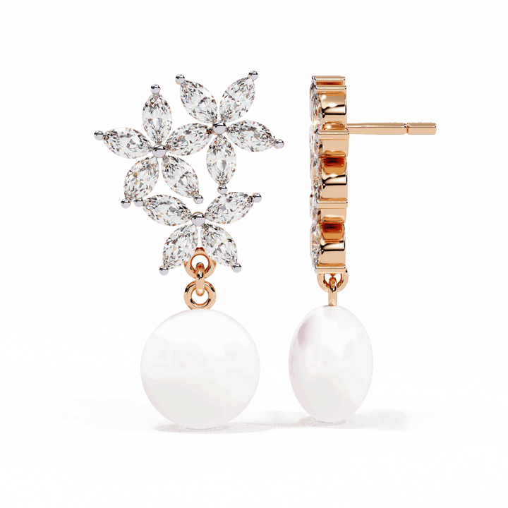 2.5 Carat Petal Marquise Dangle Earrings in Moissanite | House of Estara