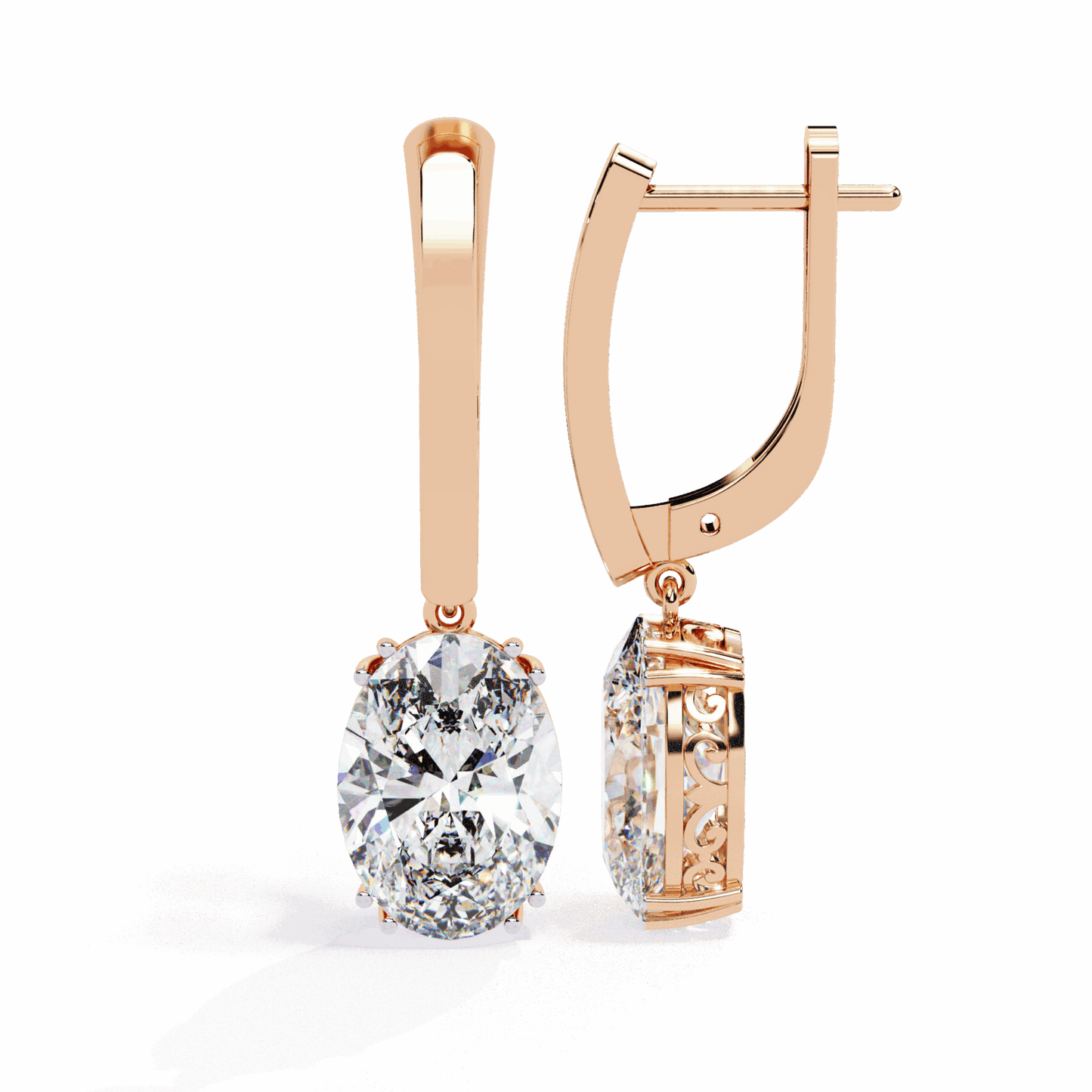 1.5 Carat Classic Oval Drop Earrings in Moissanite | House of Estara