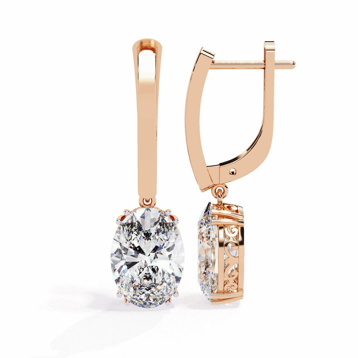 1.5 Carat Classic Oval Drop Earrings in Moissanite | House of Estara