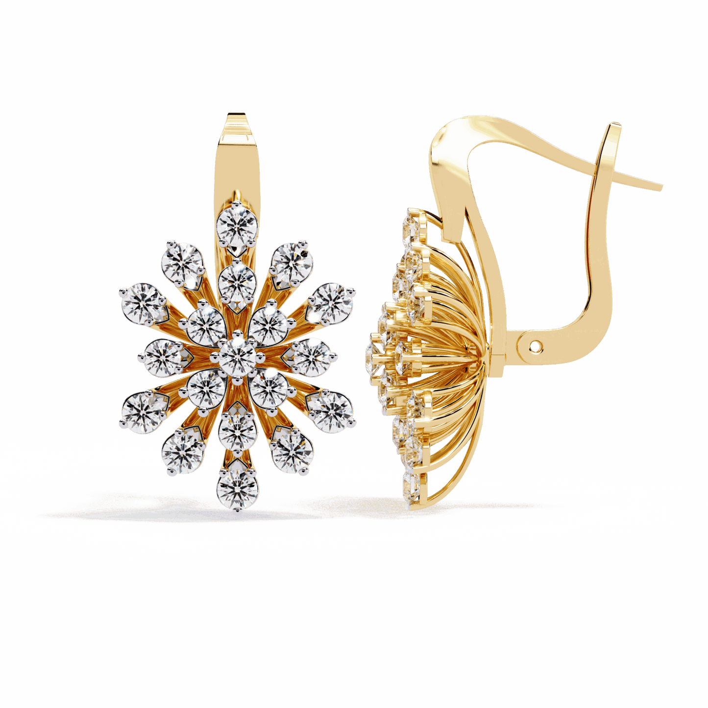 1.75 Carat Radiant Round Bali Earrings in Moissanite | House of Estara