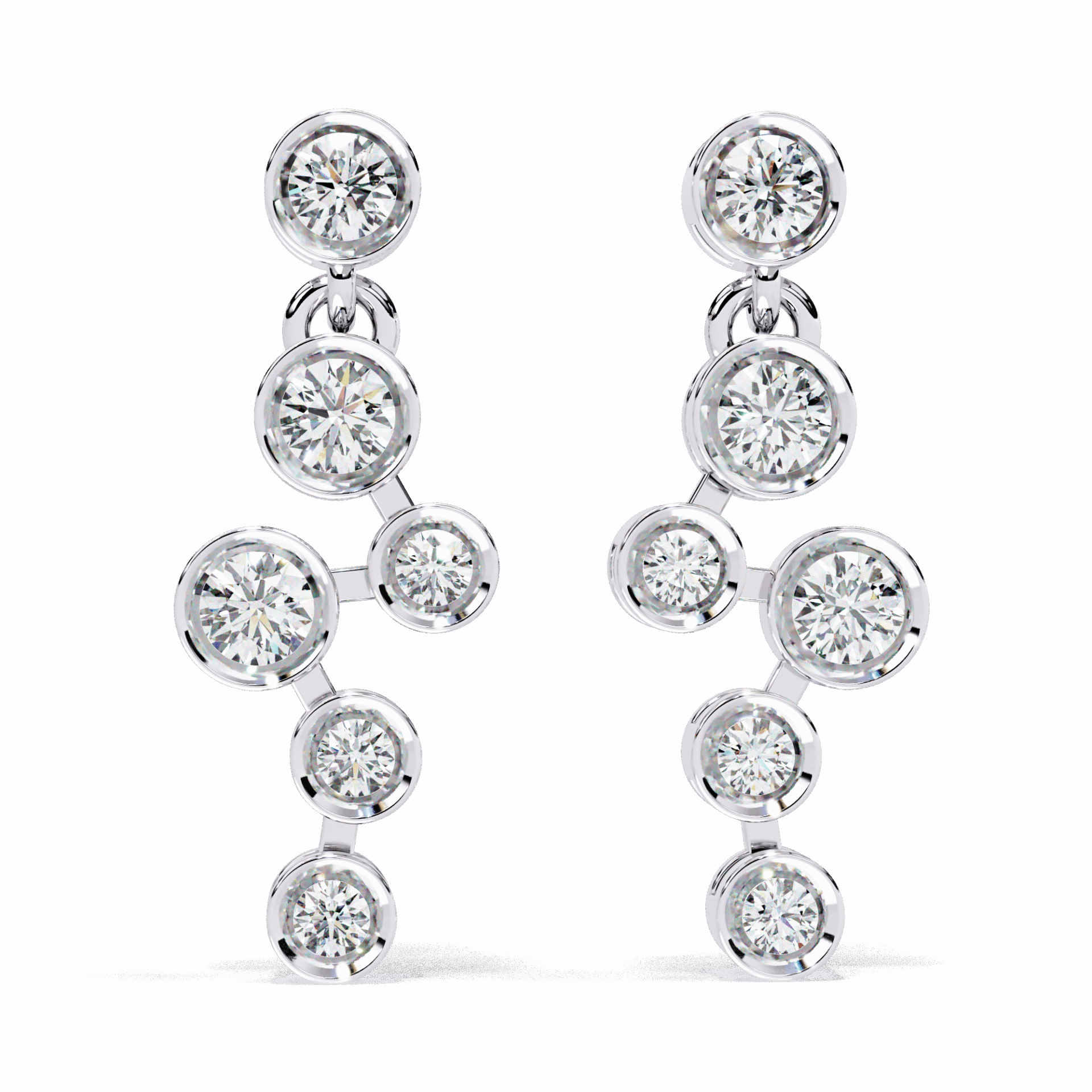 0.4 Carat Cascade Round Dangle Earrings in Moissanite | House of Estara