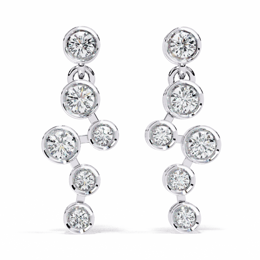 0.4 Carat Cascade Round Dangle Earrings in Moissanite | House of Estara